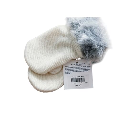 NWT Janie & Jack Baby Toddler Fur Lined Mittens 12-24 Months Winter Cozy Warm - Picture 3 of 3